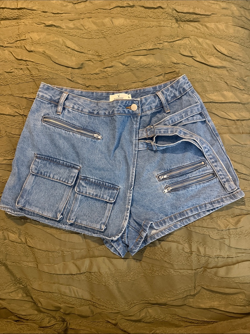 Windsor Denim Skort with Multiple Pockets - Blue